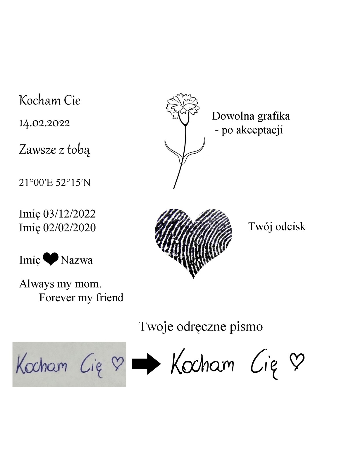 naszyjnik personalizowany serce z grawerem